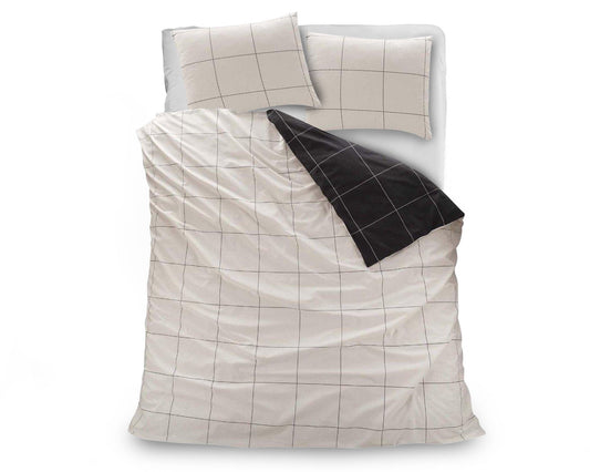 Dekbedovertrek 200x200 wit zwart katoen - double face Care design - zacht en ademend – Beterkatoen