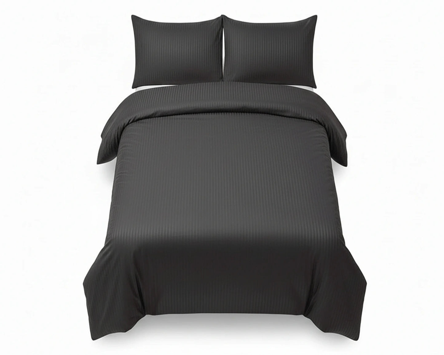 Dekbedovertrek 200x200 Satijn Katoen Gestreept Antraciet