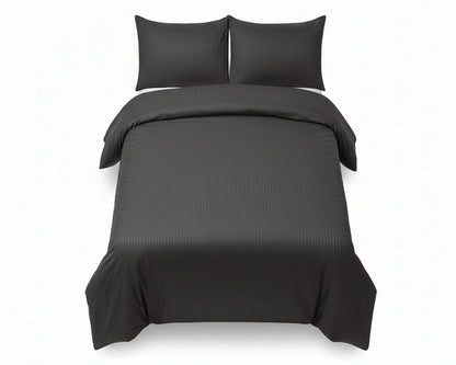 Dekbedovertrek 200x200 Satijn Katoen Gestreept Antraciet