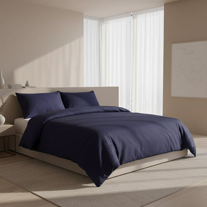 Dekbedovertrek 200x200 Satijn Katoen Gestreept Blauw