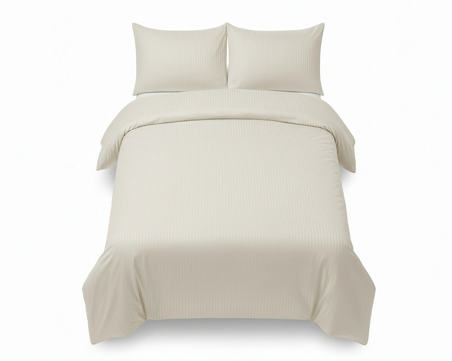 Dekbedovertrek 200x200 Satijn Katoen Gestreept Creme