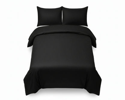 Dekbedovertrek 200x200 Satijn Katoen Gestreept Zwart