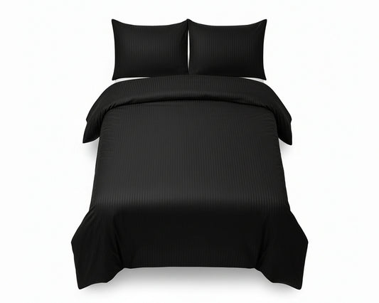 Dekbedovertrek 200x200 Satijn Katoen Gestreept Zwart