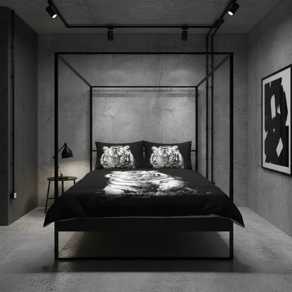 Dekbedovertrek 200x200 Katoen Witte Tijger Zwart