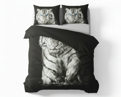 Dekbedovertrek 200x200 Katoen Witte Tijger Zwart
