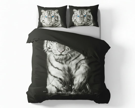 Dekbedovertrek 200x200 Katoen Witte Tijger Zwart