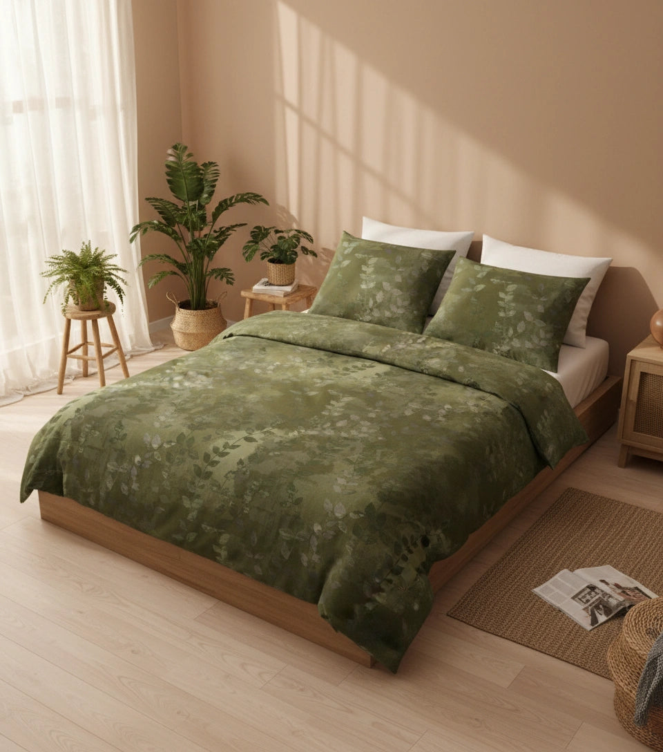 Dekbedovertrek 240x220 Katoen Leaves