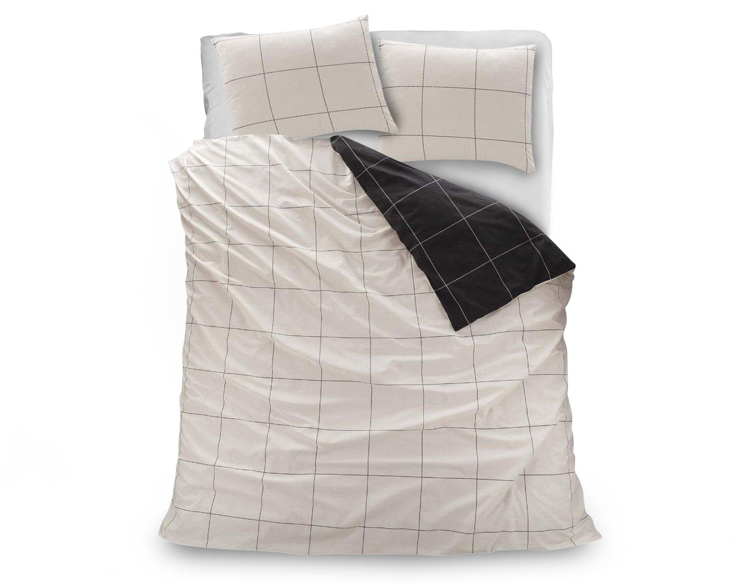 Dekbedovertrek 240x220 katoen wit zwart - double face Care design - Beterkatoen