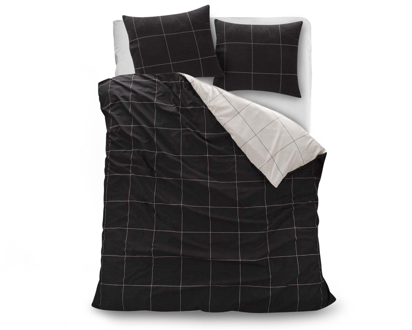 Dekbedovertrek 240x220 katoen zwart wit - double face Care design - Beterkatoen