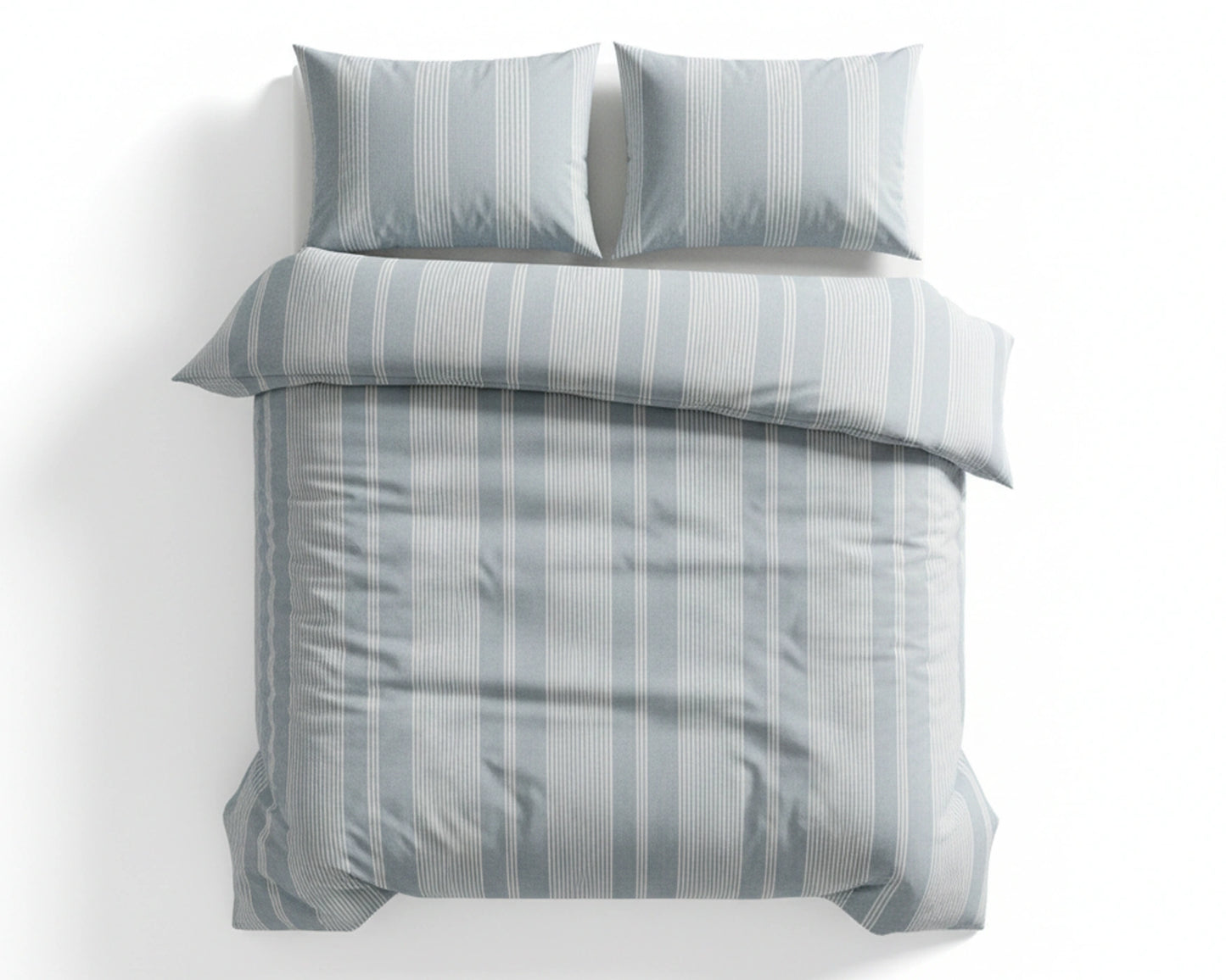 Lits jumeaux lichtblauw gestreepte 240x220 dekbedovertrek van 100% percale katoen product foto