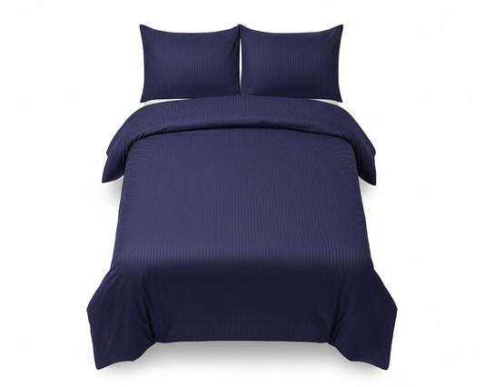 Dekbedovertrek 240x220 Satijn Katoen Gestreept Blauw