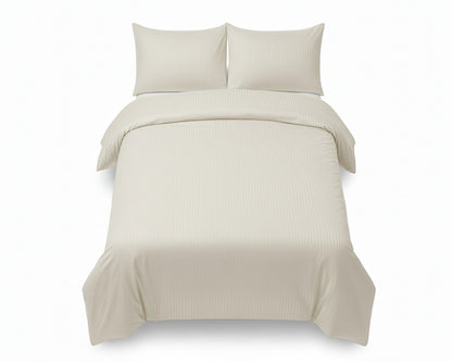 Dekbedovertrek 240x220 Satijn Katoen Gestreept Creme