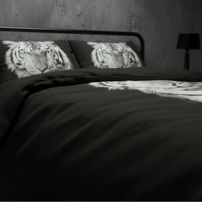 Dekbedovertrek 240x220 Katoen Witte Tijger Zwart
