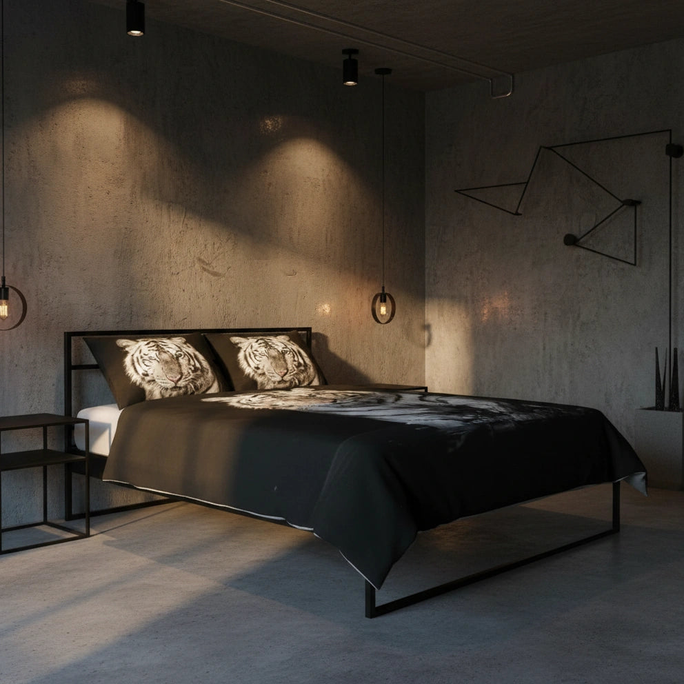 Dekbedovertrek 240x220 Katoen Witte Tijger Zwart