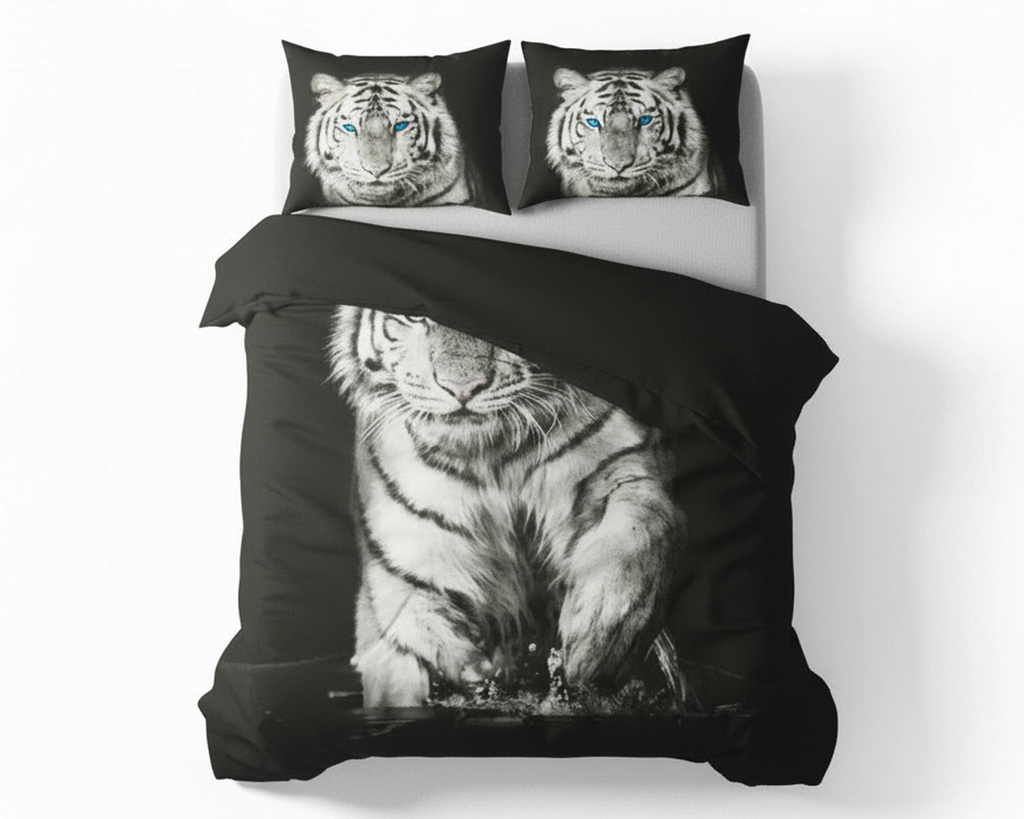 Dekbedovertrek 240x220 Katoen Witte Tijger Zwart