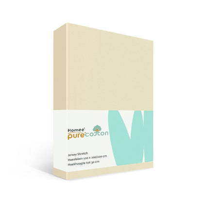 Hoeslaken 120x200 creme van rekbaar jersey katoen met elastiek rondom – Beterkatoen