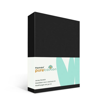 Hoeslaken 120x200 zwart van rekbaar jersey katoen met elastiek rondom – Beterkatoen