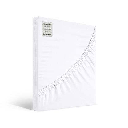 Hoeslaken 120x200 wit van 100% katoen – elastiek in de hoeken – ademend en stevig geweven – Beterkatoen