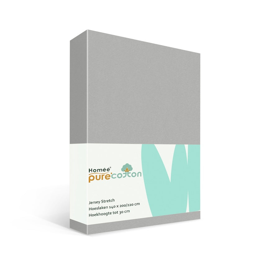 Hoeslaken 140x200 grijs van rekbaar jersey katoen met elastiek rondom – Beterkatoen