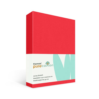 Hoeslaken 140x200 rood van rekbaar jersey katoen met elastiek rondom – Beterkatoen