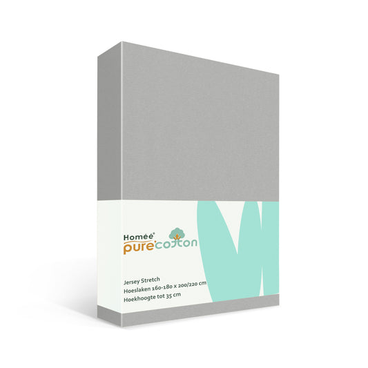 Hoeslaken 160x200 grijs van rekbaar jersey katoen met elastiek rondom – Beterkatoen