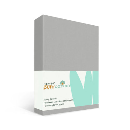 Hoeslaken 160x200 grijs van rekbaar jersey katoen met elastiek rondom – Beterkatoen