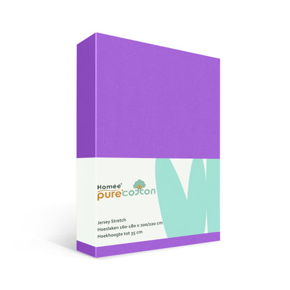 Hoeslaken 160x200 paars van rekbaar jersey katoen met elastiek rondom – Beterkatoen