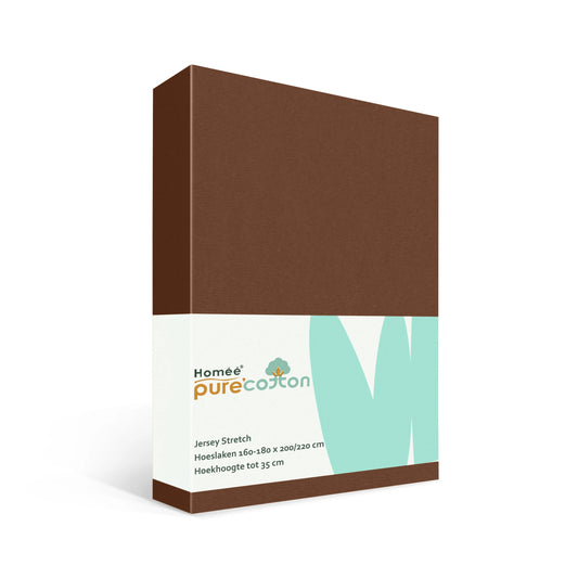 Hoeslaken 180x200 bruin van rekbaar jersey katoen met elastiek rondom – Beterkatoen