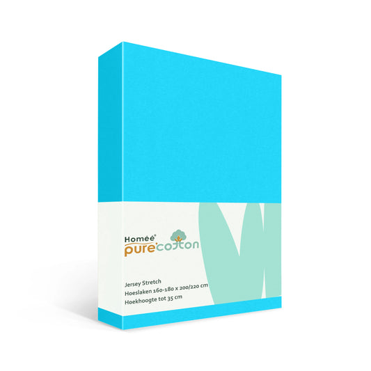 Hoeslaken 180x200 turquoise van rekbaar jersey katoen met elastiek rondom – Beterkatoen