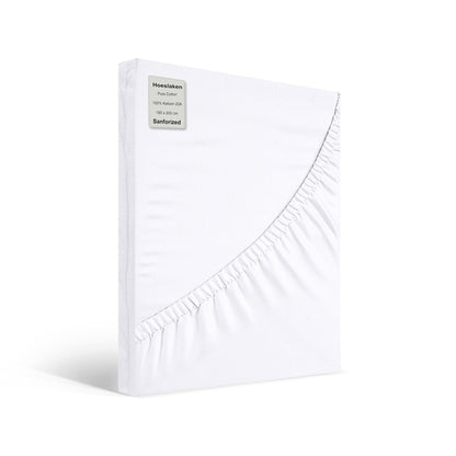 Hoeslaken 180x200 wit van 100% katoen – elastiek in de hoeken – ademend en stevig geweven – Beterkatoen