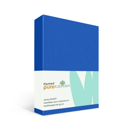 Hoeslaken 200x200 blauw van rekbaar jersey katoen met elastiek rondom – Beterkatoen