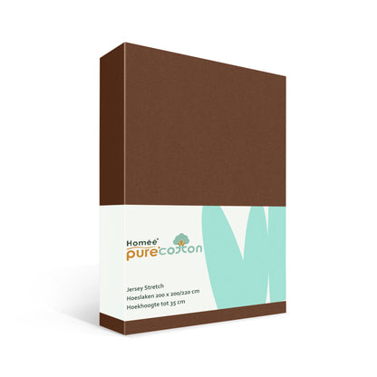 Hoeslaken 200x200 bruin van rekbaar jersey katoen met elastiek rondom – Beterkatoen