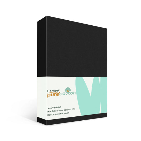 Hoeslaken 200x200 zwart van rekbaar jersey katoen met elastiek rondom – Beterkatoen