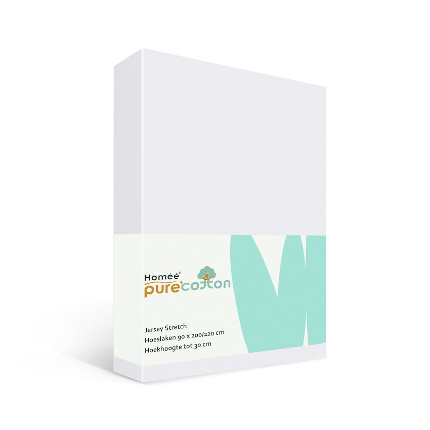 Hoeslaken 90x200 wit van rekbaar jersey katoen met elastiek rondom – Beterkatoen