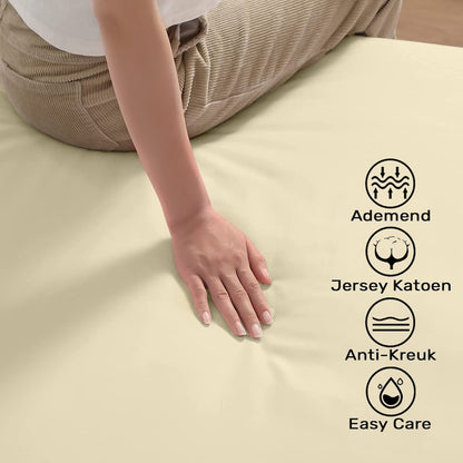 Jersey hoeslaken creme – kwaliteit, pasvorm en easy care eigenschappen – Beterkatoen