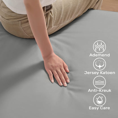 Jersey hoeslaken grijs – kwaliteit, pasvorm en easy care eigenschappen – Beterkatoen
