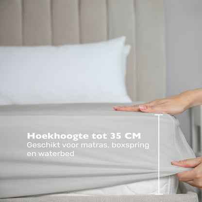 Jersey hoeslaken grijs met hoekhoogte 35 cm – geschikt voor boxspring  – Beterkatoen
