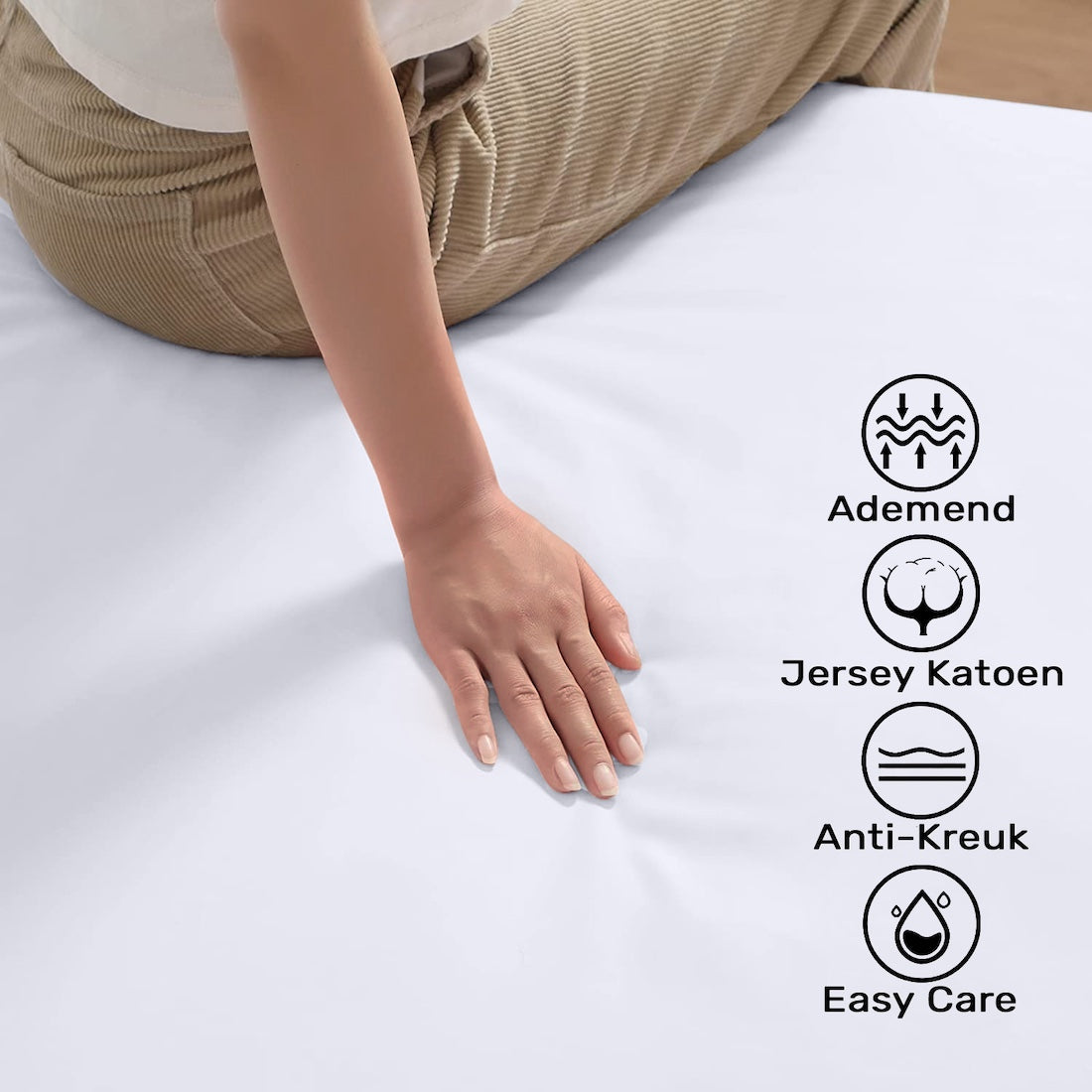 Jersey hoeslaken wit – kwaliteit, pasvorm en easy care eigenschappen – Beterkatoen