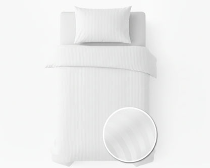Hotel Dekbedovertrek 140x200 - Satijn streep 10mm - Wit