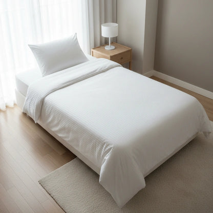 Hotel Dekbedovertrek 140x200 - Satijn streep 10mm - Wit