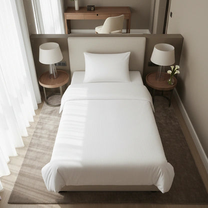 Hotel Dekbedovertrek 140x200 - Satijn streep 10mm - Wit