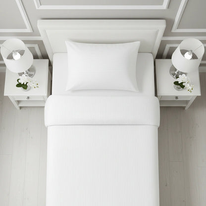 Hotel Dekbedovertrek 140x200 - Satijn streep 10mm - Wit