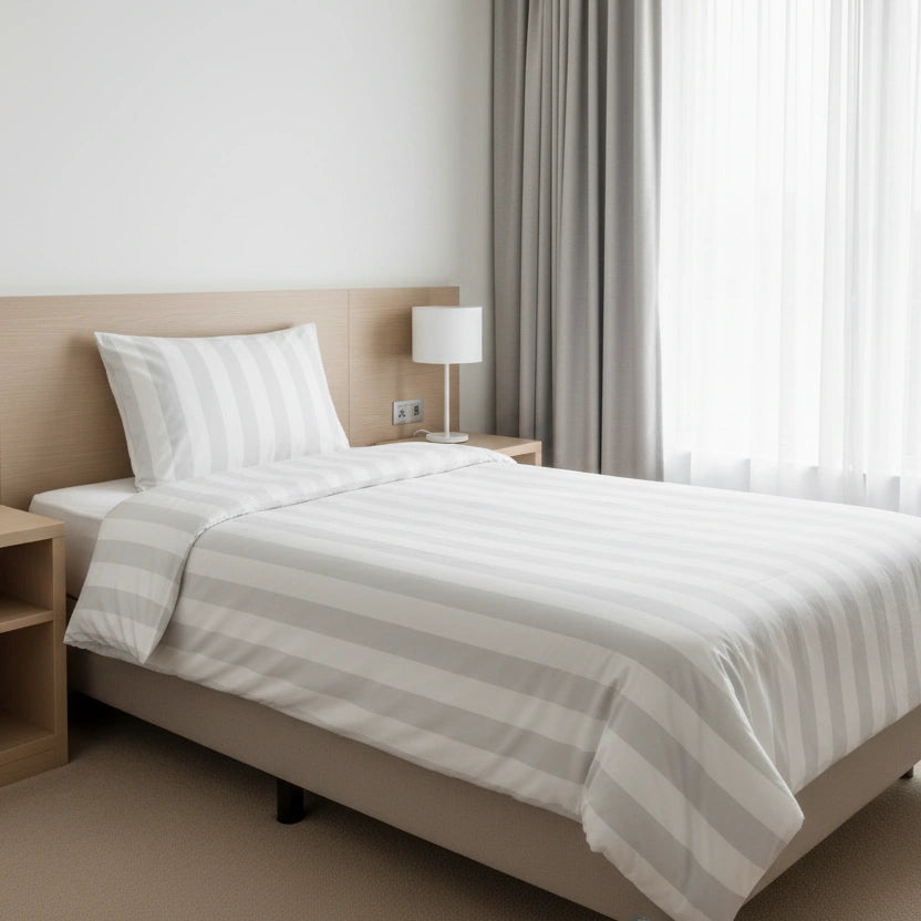 Hotel Dekbedovertrek 140x200 - Satijn streep 27mm - Wit