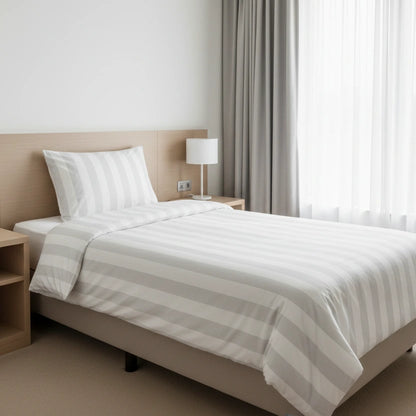 Hotel Dekbedovertrek 140x200 - Satijn streep 27mm - Wit