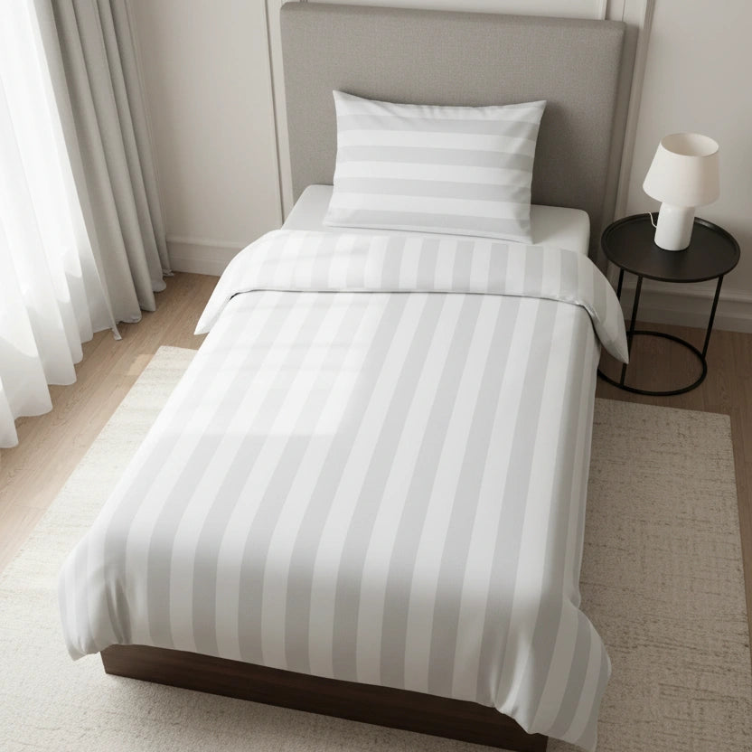 Hotel Dekbedovertrek 140x200 - Satijn streep 27mm - Wit