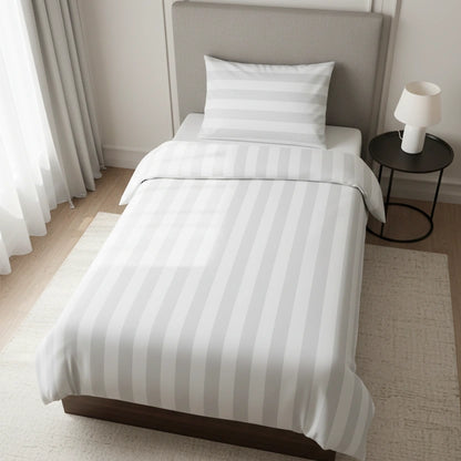 Hotel Dekbedovertrek 140x200 - Satijn streep 27mm - Wit