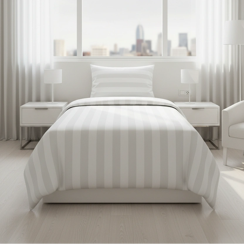 Hotel Dekbedovertrek 140x200 - Satijn streep 27mm - Wit