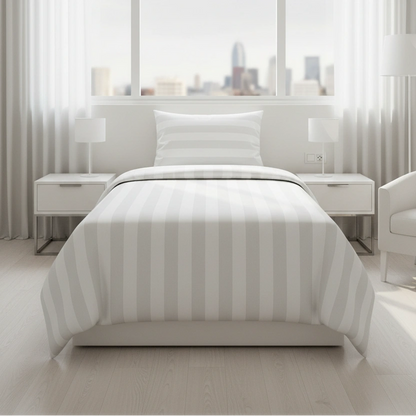 Hotel Dekbedovertrek 140x200 - Satijn streep 27mm - Wit