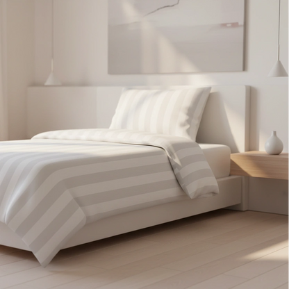 Hotel Dekbedovertrek 140x200 - Satijn streep 27mm - Wit