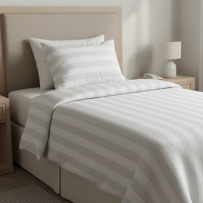 Hotel Dekbedovertrek 140x200 - Satijn streep 27mm - Wit